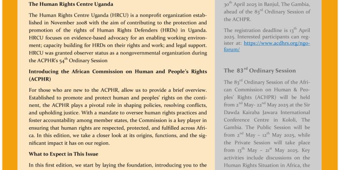 HRDS’ QUARTERLY NEWSLETTER  ON THE ACPHR