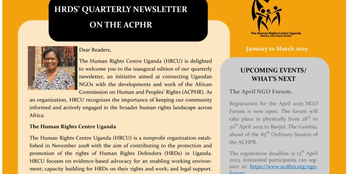 HRDS’ QUARTERLY NEWSLETTER ON THE ACPHR