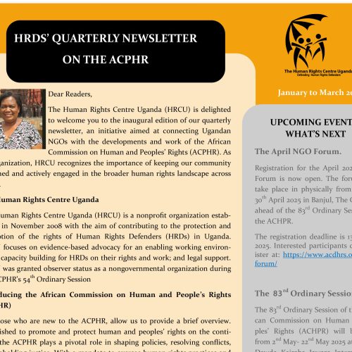 HRDS’ QUARTERLY NEWSLETTER  ON THE ACPHR