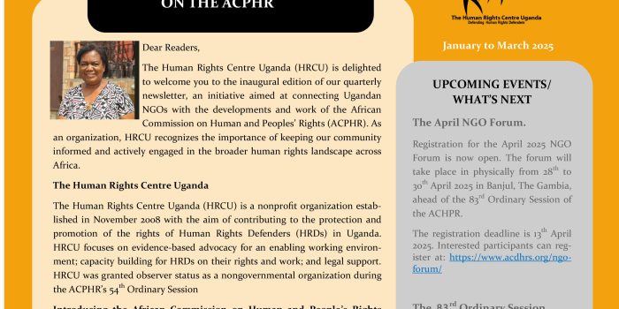 HRDS’ QUARTERLY NEWSLETTER  ON THE ACPHR